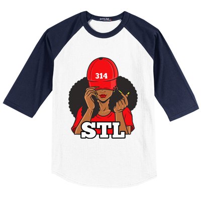 314 Stl From St. Louis Missouri Black Woman Baseball Sleeve Shirt