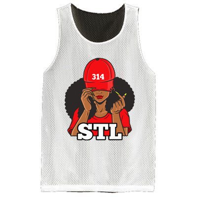 314 Stl From St. Louis Missouri Black Woman Mesh Reversible Basketball Jersey Tank