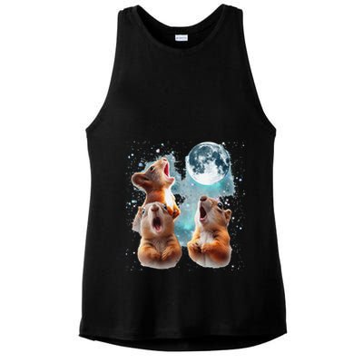 3 Squirrel Moon Howling Squirrel Head Funny Ladies PosiCharge Tri-Blend Wicking Tank