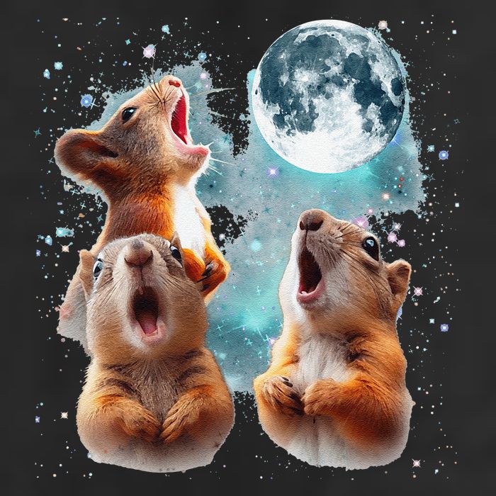 3 Squirrel Moon Howling Squirrel Head Funny Cool Comfort Performance Bucket Hat
