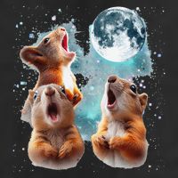 3 Squirrel Moon Howling Squirrel Head Funny 7 Panel Mesh Trucker Snapback Hat