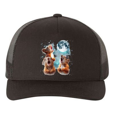 3 Squirrel Moon Howling Squirrel Head Funny Yupoong Adult 5-Panel Trucker Hat