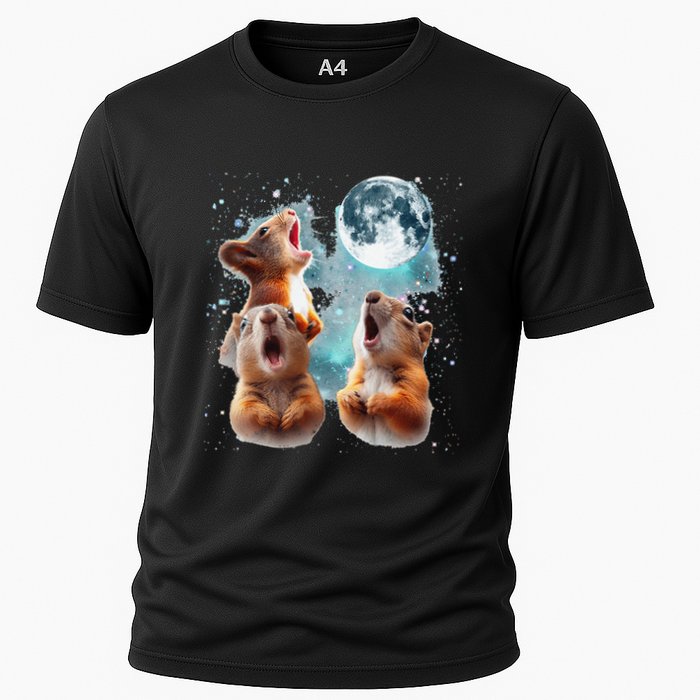 3 Squirrel Moon Howling Squirrel Head Funny Performance Shirt