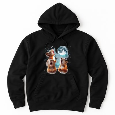 3 Squirrel Moon Howling Squirrel Head Funny Hoodie