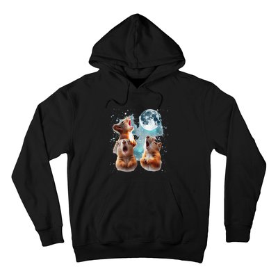 3 Squirrel Moon Howling Squirrel Head Funny Hoodie