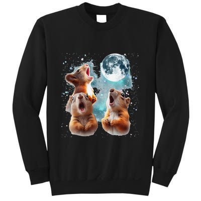 3 Squirrel Moon Howling Squirrel Head Funny Sweatshirt