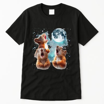 3 Squirrel Moon Howling Squirrel Head Funny Tall T-Shirt