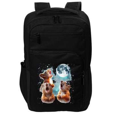 3 Squirrel Moon Howling Squirrel Head Funny Impact Tech Backpack