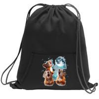 3 Squirrel Moon Howling Squirrel Head Funny Sweatshirt Cinch Pack Bag