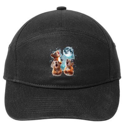 3 Squirrel Moon Howling Squirrel Head Funny 7-Panel Snapback Hat
