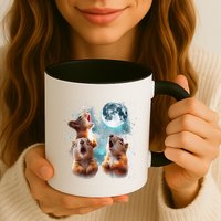 3 Squirrel Moon Howling Squirrel Head Funny Mug