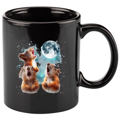 3 Squirrel Moon Howling Squirrel Head Funny 11oz C Handle Ceramic Mug