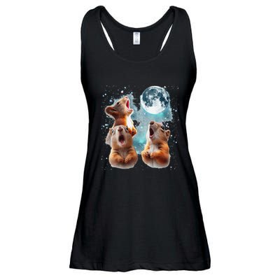 3 Squirrel Moon Howling Squirrel Head Funny Ladies Essential Flowy Tank