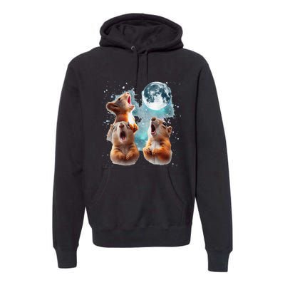 3 Squirrel Moon Howling Squirrel Head Funny Premium Hoodie