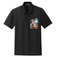 3 Squirrel Moon Howling Squirrel Head Funny Dry Zone Grid Polo