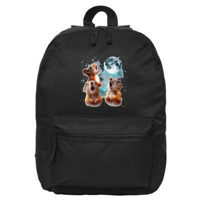 3 Squirrel Moon Howling Squirrel Head Funny 16 in Basic Backpack