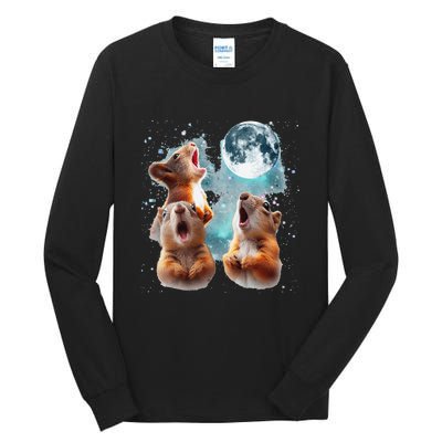 3 Squirrel Moon Howling Squirrel Head Funny Tall Long Sleeve T-Shirt