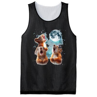 3 Squirrel Moon Howling Squirrel Head Funny Mesh Reversible Basketball Jersey Tank