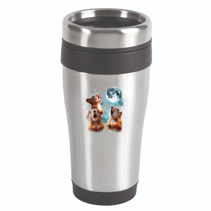 3 Squirrel Moon Howling Squirrel Head Funny 16oz Travel Tumbler