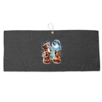 3 Squirrel Moon Howling Squirrel Head Funny Large Microfiber Waffle Golf Towel