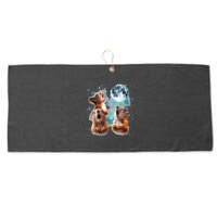 3 Squirrel Moon Howling Squirrel Head Funny Large Microfiber Waffle Golf Towel