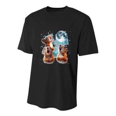 3 Squirrel Moon Howling Squirrel Head Funny Youth Performance Sprint T-Shirt