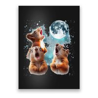 3 Squirrel Moon Howling Squirrel Head Funny Poster