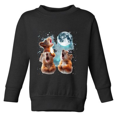 3 Squirrel Moon Howling Squirrel Head Funny Toddler Sweatshirt