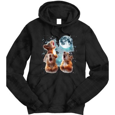 3 Squirrel Moon Howling Squirrel Head Funny Tie Dye Hoodie