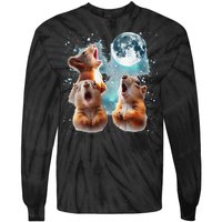 3 Squirrel Moon Howling Squirrel Head Funny Tie-Dye Long Sleeve Shirt