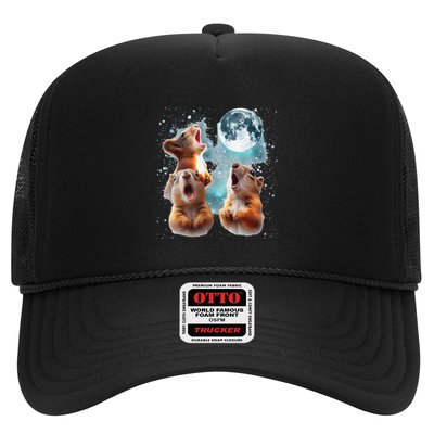 3 Squirrel Moon Howling Squirrel Head Funny Trucker Hat