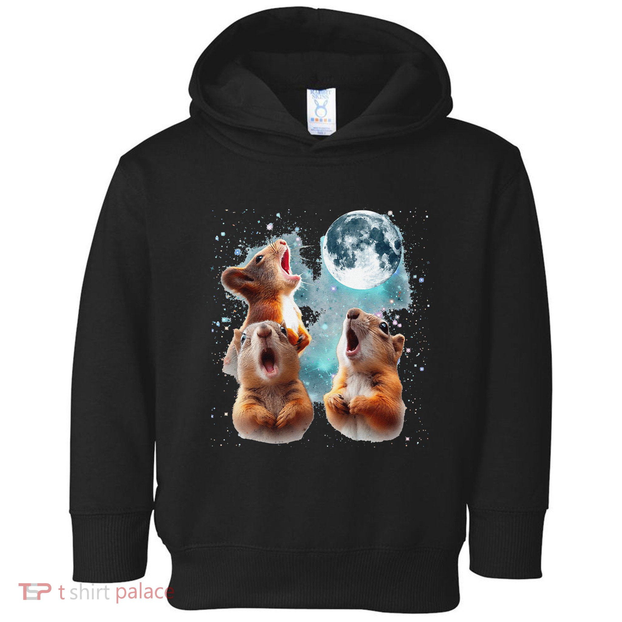 3 Squirrel Moon Howling Squirrel Head Funny Toddler Hoodie