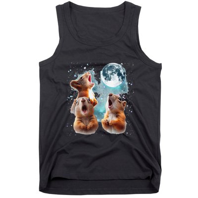 3 Squirrel Moon Howling Squirrel Head Funny Tank Top