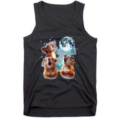 3 Squirrel Moon Howling Squirrel Head Funny Tank Top