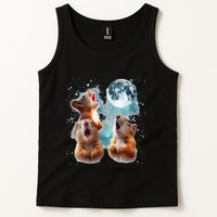 3 Squirrel Moon Howling Squirrel Head Funny Tank Top