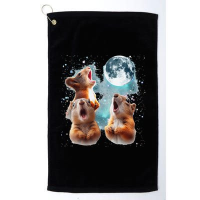 3 Squirrel Moon Howling Squirrel Head Funny Golf Towel