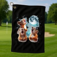 3 Squirrel Moon Howling Squirrel Head Funny Golf Towel