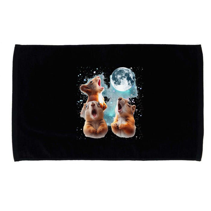 3 Squirrel Moon Howling Squirrel Head Funny Microfiber Hand Towel