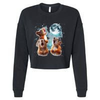 3 Squirrel Moon Howling Squirrel Head Funny Cropped Pullover Crew
