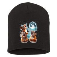 3 Squirrel Moon Howling Squirrel Head Funny Short Acrylic Beanie