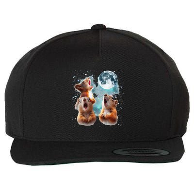 3 Squirrel Moon Howling Squirrel Head Funny Wool Snapback Cap