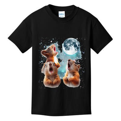 3 Squirrel Moon Howling Squirrel Head Funny Kids T-Shirt