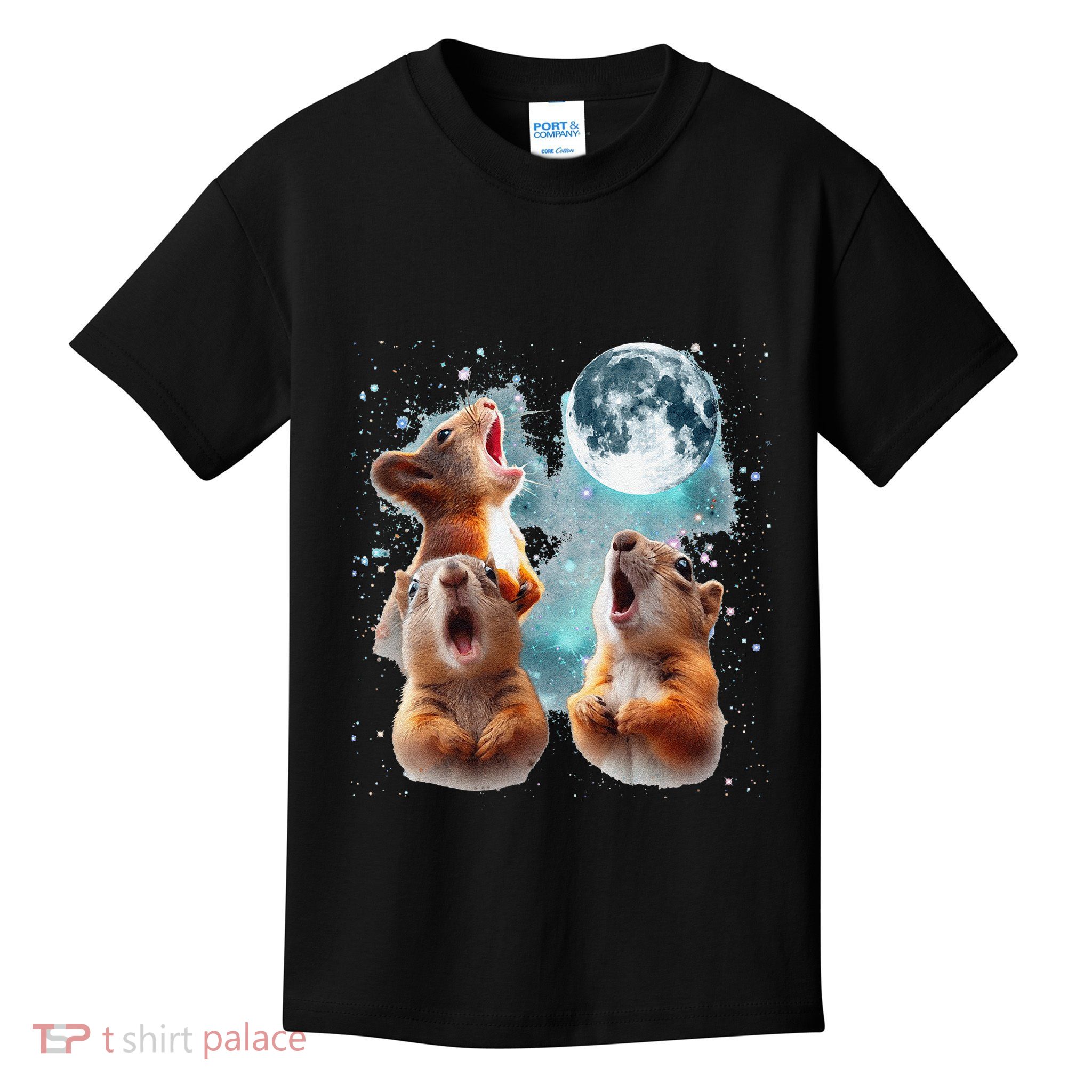 3 Squirrel Moon Howling Squirrel Head Funny Kids T-Shirt