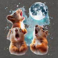 3 Squirrel Moon Howling Squirrel Head Funny Cotton Canvas Backpack