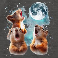 3 Squirrel Moon Howling Squirrel Head Funny Vector Backpack