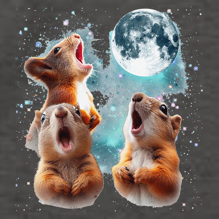 3 Squirrel Moon Howling Squirrel Head Funny Vector Backpack