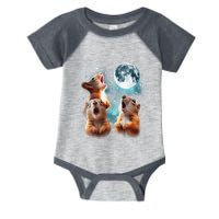 3 Squirrel Moon Howling Squirrel Head Funny Infant Baby Jersey Bodysuit