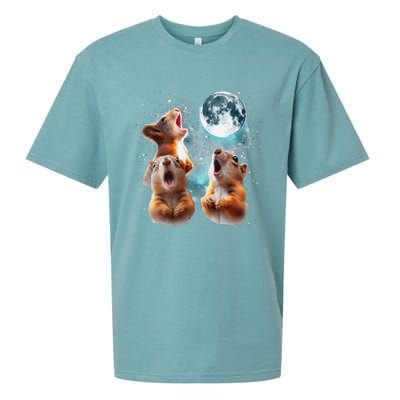 3 Squirrel Moon Howling Squirrel Head Funny Sueded Cloud Jersey T-Shirt