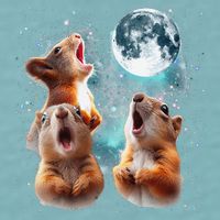 3 Squirrel Moon Howling Squirrel Head Funny Sueded Cloud Jersey T-Shirt