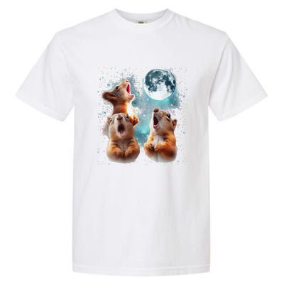 3 Squirrel Moon Howling Squirrel Head Funny Garment-Dyed Heavyweight T-Shirt